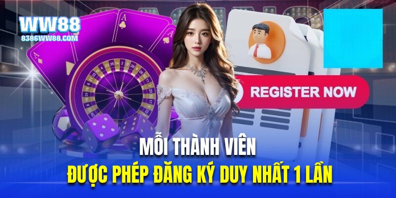Mỗi thành viên chỉ được phép đăng ký duy nhất 1 lần